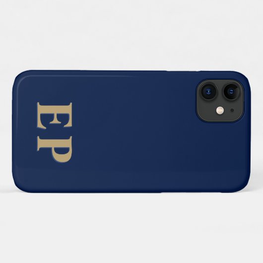 Blue & Gold | Minimal Modern Initial Monogram Case-Mate iPhone Hülle (Rückseite (Horizontal))