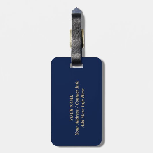 Blue & Gold Minimal Modernes Monogramm Gepäckanhänger (Rückseite vertikal)