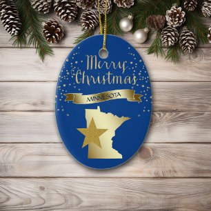 Blue Gold Minnesota Star Keramik Ornament