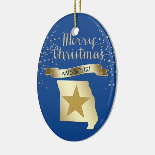 Blue Gold Missouri Star Keramikornament (Links)
