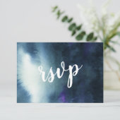 Blue Gold mit Meal Choice Wedding RSVP Card Karte (Stehend Vorderseite)