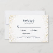 Blue Gold mit Meal Choice Wedding RSVP Card Karte (Rückseite)