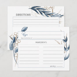 Blue Gold Modern Floral Wedding Card Mitteilungskarte