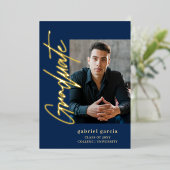 Blue Gold Modern Graduation Invitation Folieneinladung (Stehend vorne)