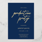 Blue Gold Modern Graduation Invitation Folieneinladung (Rückseite)