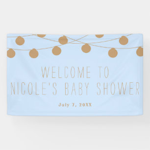 Blue & Gold Modern String Light Baby Duschbanner Banner