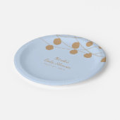 Blue & Gold Modern String Lights Baby Dusche Party Pappteller (Schrägansicht)