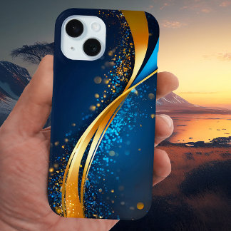 Blue Gold Moderne Abstrakt Art Phone Case