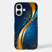 Blue Gold Moderne Abstrakt Art Phone Case (Rückseite)