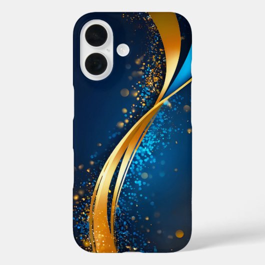 Blue Gold Moderne Abstrakt Art Phone Case (Rückseite)