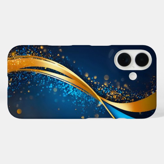 Blue Gold Moderne Abstrakt Art Phone Case (Rückseite (Horizontal))