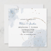 Blue Gold Moderne Blumen Elegante Glitzer Verlobun (Rückseite)