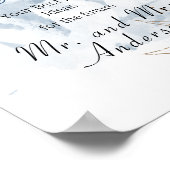 Blue Gold Moderne Blumen Elegante Poster (Ecke)