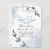 Blue Gold Moderne Blumen Elegantes Brautparty (Vorderseite)