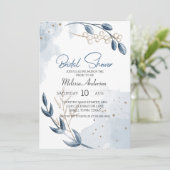 Blue Gold Moderne Blumen Elegantes Brautparty (Stehend Vorderseite)