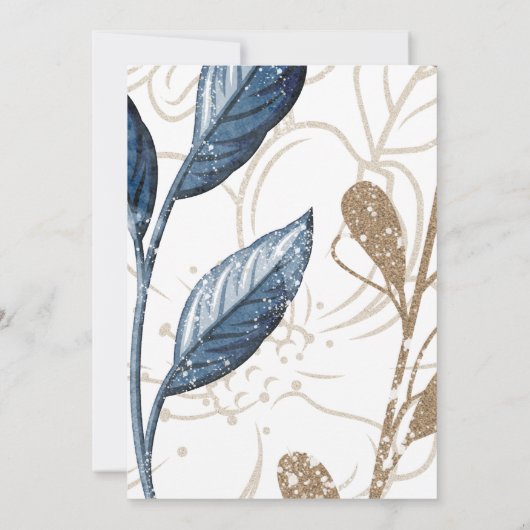 Blue Gold Moderne Blumen Elegantes Brautparty (Rückseite)