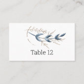 Blue Gold Moderne florale Elegante Escort Card Platzkarte (Rückseite)