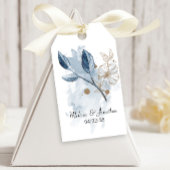 Blue Gold Moderne florale Elegante Hochzeit Geschenkanhänger
