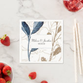 Blue Gold Moderne florale Elegante Hochzeit Serviette (Beispiel)