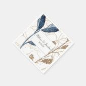 Blue Gold Moderne florale Elegante Hochzeit Serviette (Ecke)