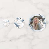 Blue Gold Moderne florale Elegante Hochzeitsreise Konfetti (Vorderseiten)