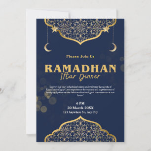 Blue Gold Moderne Iftar-Abendessen-Einladung Einladung