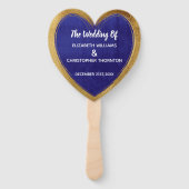 Blue Gold Moderne stilvolle Hochzeitswillkommen Fächer (Rückseite)