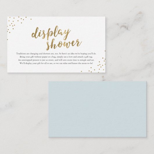 Blue & Gold Moderne Streifen Display Dusche Begleitkarte (Vorne/Hinten)