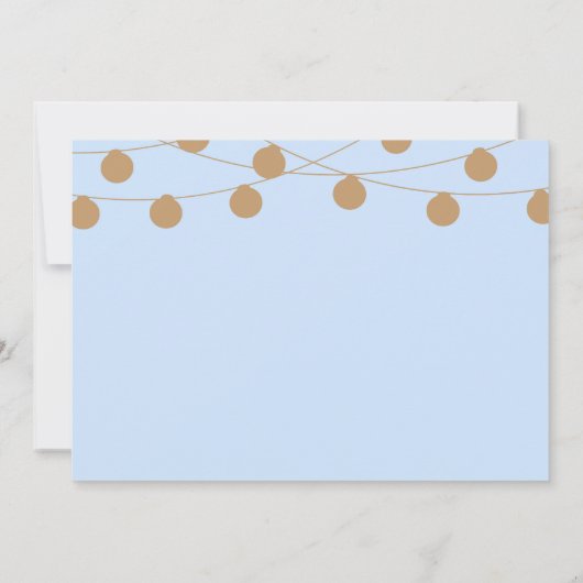 Blue & Gold Moderne String Lights - Einladung (Rückseite)