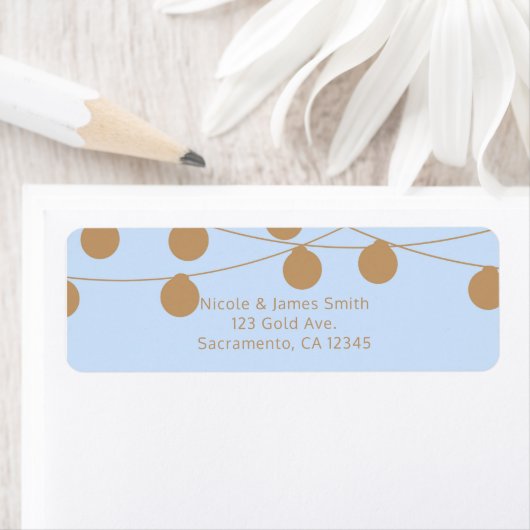 Blue & Gold Moderne String Lights - Einladung (Insitu)