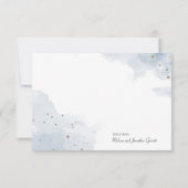 Blue Gold Modernes Floral Elegante Dankeskarte (Rückseite)