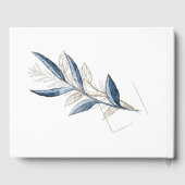 Blue Gold Modernes Floral Elegante Gästebuch (Rückseite)