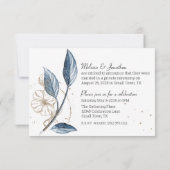 Blue Gold Modernes Floral Elegante Nur verheiratet (Rückseite)