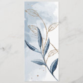 Blue Gold Modernes Floral Elegantes Design Menükarte (Rückseite)