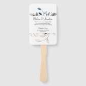 Blue Gold Modernes Floral Elegantes Hochzeitsprogr Fächer (Vorderseite)