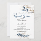 Blue Gold Modernes Floral Elegantes Probe Abendess (Vorderseite)