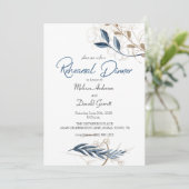 Blue Gold Modernes Floral Elegantes Probe Abendess (Stehend Vorderseite)