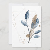 Blue Gold Modernes Floral Elegantes Probe Abendess (Rückseite)