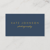 Blue Gold Modernes Script QR Code Social Media B Visitenkarte (Vorderseite)