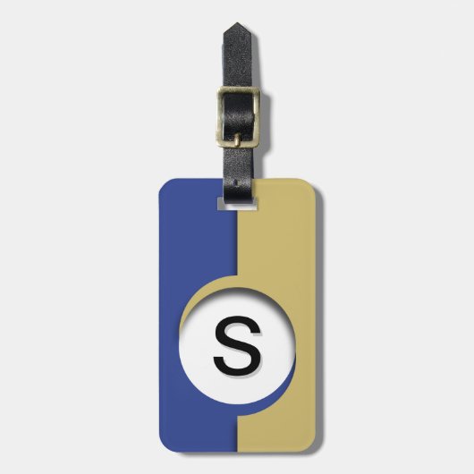 Blue Gold Monogram Cutout Gepäckanhänger (Vorderseite vertikal)