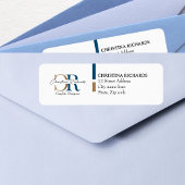 Blue Gold Monogram Simple Modern