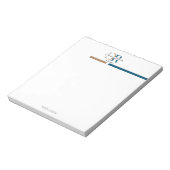 Blue Gold Monogram Simple Modern Notizblock (Rotiert)