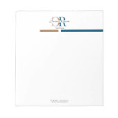 Blue Gold Monogram Simple Modern Notizblock (Vorderseite)