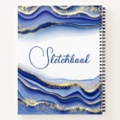 Blue Gold Monogram Sketchbook Notebook Journal Notizblock (Rückseite)