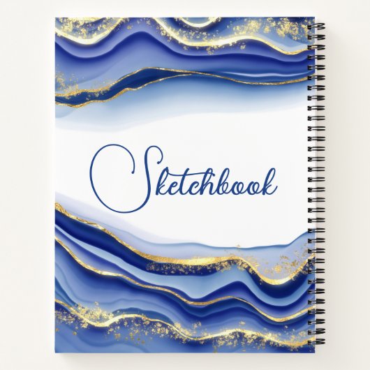 Blue Gold Monogram Sketchbook Notebook Journal Notizblock (Rückseite)