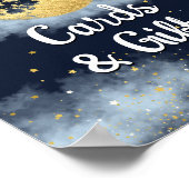 Blue Gold Moon and Stars Baby Dusche Schild (Ecke)