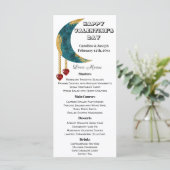 Blue Gold Moon Red Heart Jewels Valentinstag Menükarte (Stehend Vorderseite)