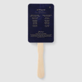 Blue Gold Moon Stars Hochzeitsprogramm für Midnigh Fächer (Rückseite)