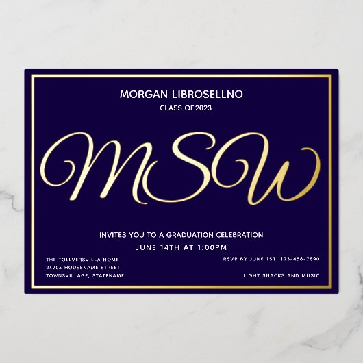 Blue Gold MSW Abschluss Folieneinladung (Vorderseite)