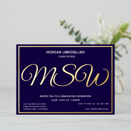 Blue Gold MSW Abschluss Folieneinladung (Stehend vorne)